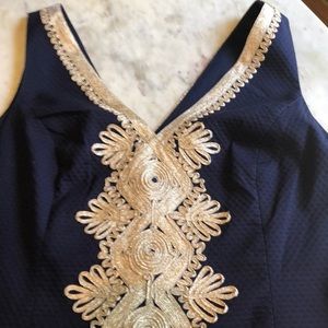 Navy Blue and Gold Lilly Pulitzer Dress